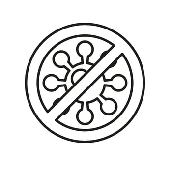 stop covid19 virus particle line style vector