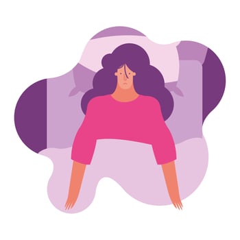 young woman with imnsomia in bed character vector