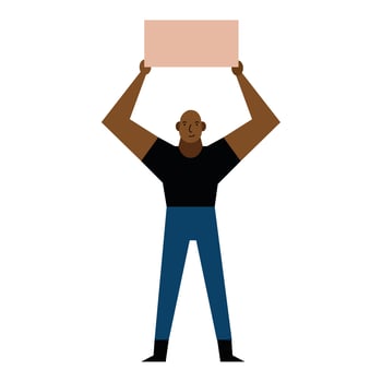 Black lives matter man holding banner vector design