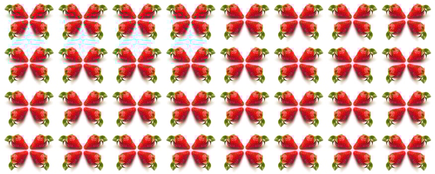 Two strawberries close up on white background photo