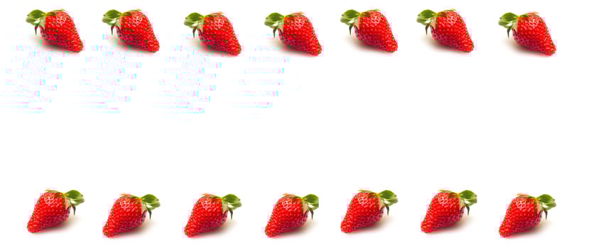 Two strawberries close up on white background photo
