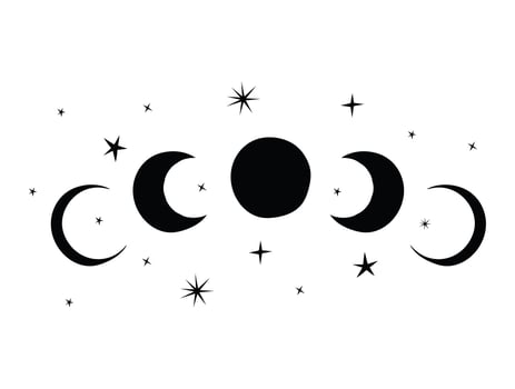 minimalist tattoo of lunar cycle vector