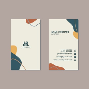 Abstract business card template with pastel-colored stains vector, a fashionable business card vector