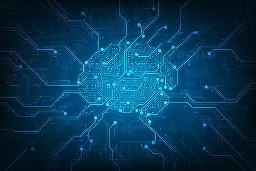 Circuit designed in the form of brain. vector