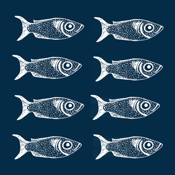 Hand drawn sketch set of fish vector