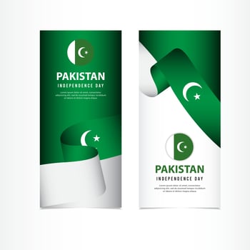 Pakistan Independence Day Celebration, banner set Design Vector Template Illustration