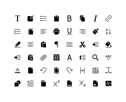 Text Editor Glyph Icon Set vector