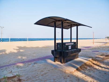 Water column on the beach of Yangyang city, South Korea photo