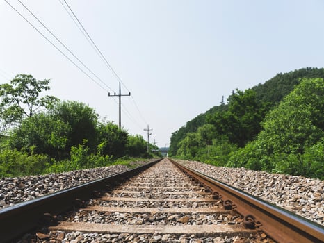 Railway tracks in the forest. South Korea photo