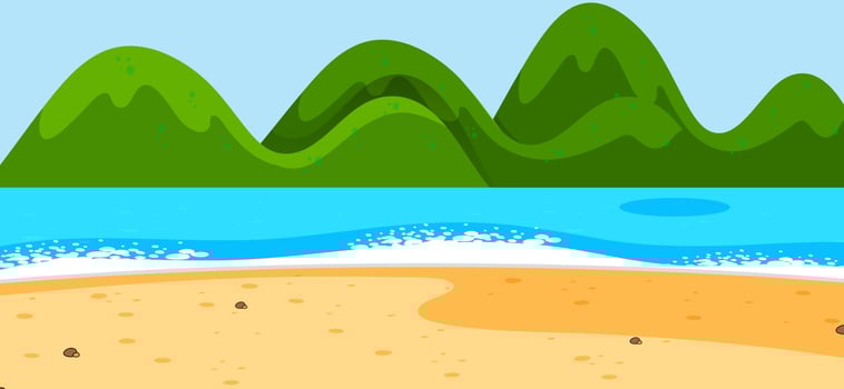 Empty beach landscape scene with mountains vector