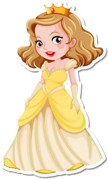 Beautiful princess cartoon character sticker vector