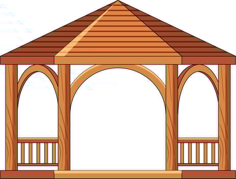 Wooden gazebo isolated on white background vector