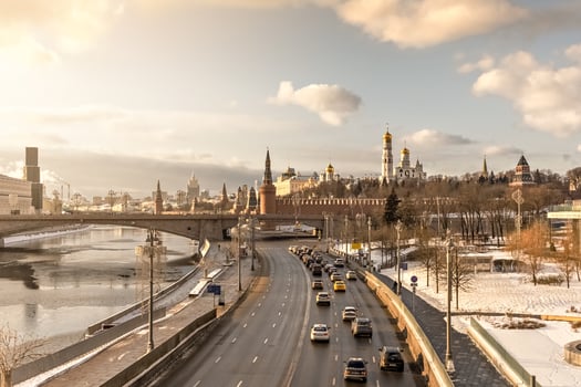 City view of the Moskva River and the Kremlin in winter photo