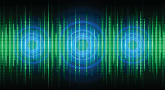 Sound waves oscillating dark light vector