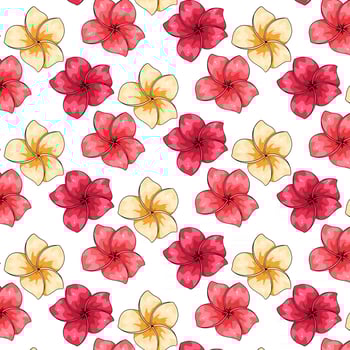 Tropical pattern with exotic flowers in cartoon style vector