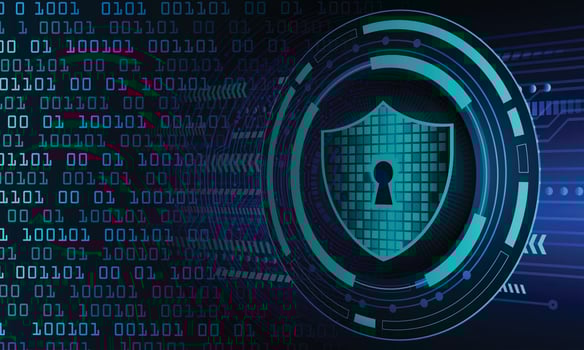 Closed Padlock on digital background, cyber security vector