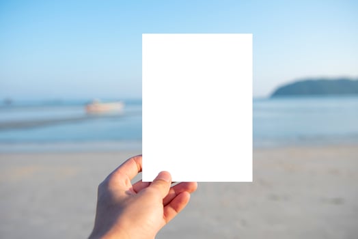 White Wedding  mocks-up card on beach photo