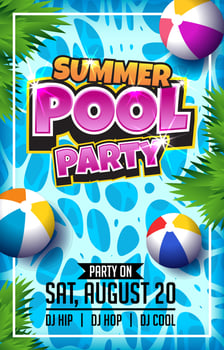 Summer Pool Party Poster Template vector