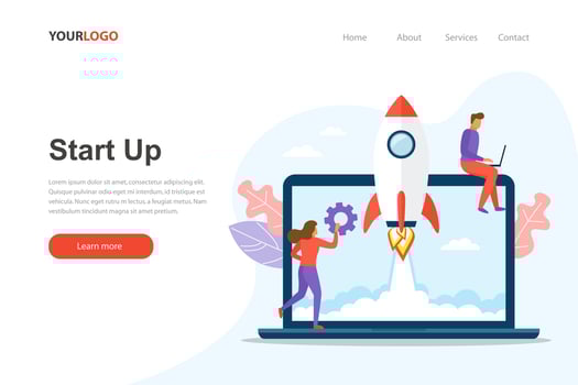 Start up landing page website vector