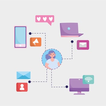 woman internet connect vector