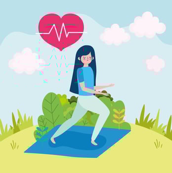 girl making exercises vector
