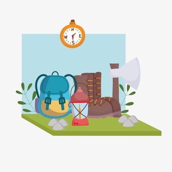 camping backpack boot vector