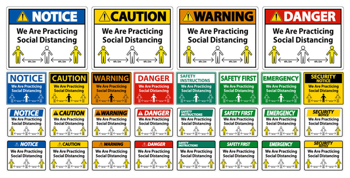 We Are Practicing Social Distancing Sign Isolate On White Background,Vector Illustration EPS.10 vector