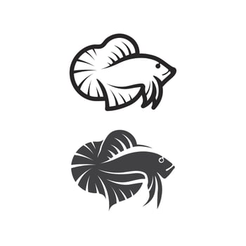 Fish animal aquatic logo beta fish design vector and illustration