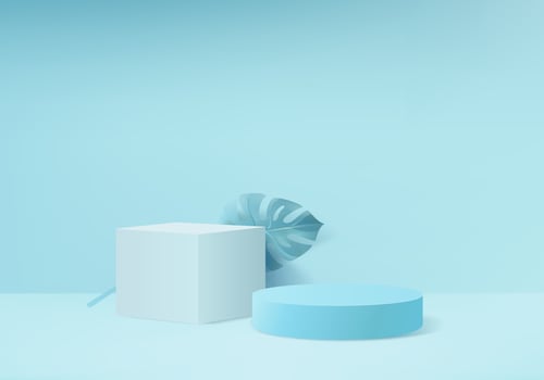 3d background products display podium scene with geometric platform. background vector 3d rendering with podium. stand to show cosmetic products. Stage showcase on pedestal display blue studio