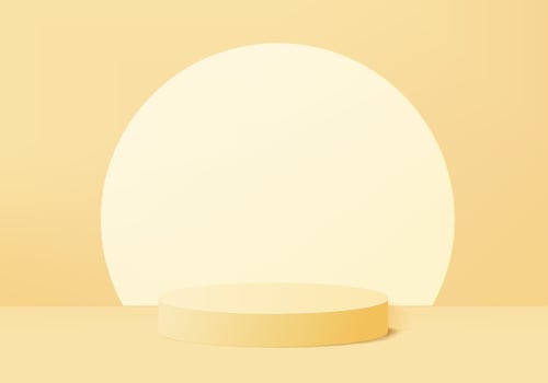3d background products display podium scene with geometric platform. background vector 3d rendering with podium. stand to show cosmetic products. Stage showcase on pedestal display yellow studio