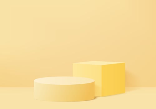 3d background products display podium scene with geometric platform. background vector 3d rendering with podium. stand to show cosmetic products. Stage showcase on pedestal display yellow studio