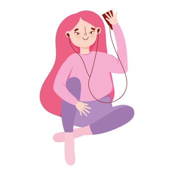 girl with mp3 vector
