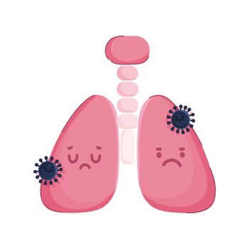 sick lungs cartoon vector