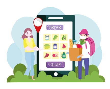 delivery online grocery vector