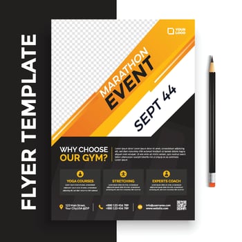 Free Gym fitness poster flyer pamphlet brochure cover design layout space for photo background, vector illustration template in A4 size