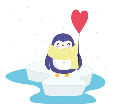 penguin scarf balloon vector