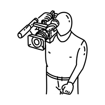 Cameraman Icon. Doodle Hand Drawn or Outline Icon Style vector