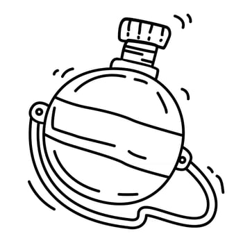 Hiking adventure bottle ,trip,travel,camping. hand drawn icon design, outline black,vector icon. vector