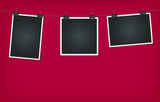 Instant Phoro Garland on Dark Red Background. Vector Illustration