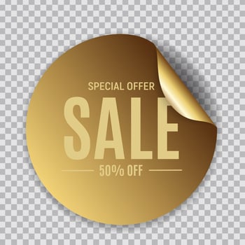 Abstract Circle Sale Golden Sticker Vector Illustration