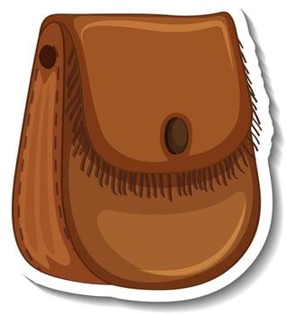 A sticker template with a brown purse isolated vector