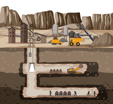 Landscape of coal mine industry with underground vector