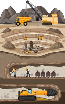 Landscape of coal mine industry with underground vector