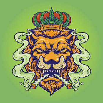 Lion King Smoke Weed Mascot Illustrations vector