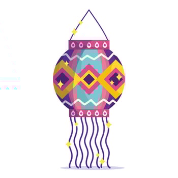 happy diwali festival, decorative hanging lantern classic detailed vector