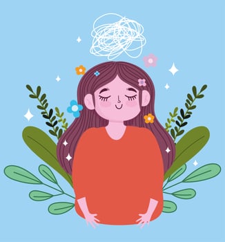 world mental health day, young woman problem mind vector