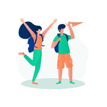 Tourist couple enjoying vacation time illustration concept vector