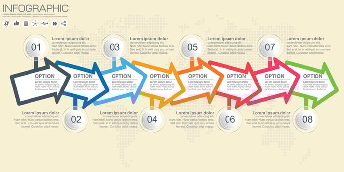 Vector next steps arrows for presentations. Process.
