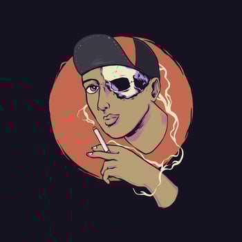 retro smoking guy handdrawn illustration vector