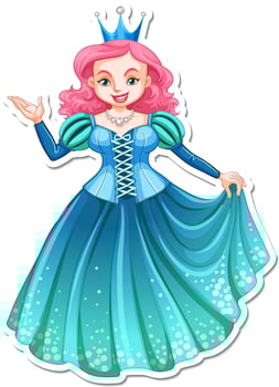Beautiful queen cartoon character sticker vector